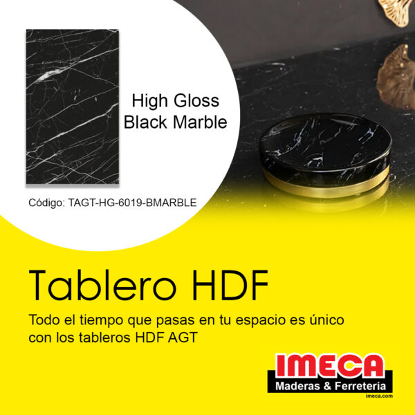 TABLERO DE MELAMINA HDF BLACK MARBLE HIGH GLOSS